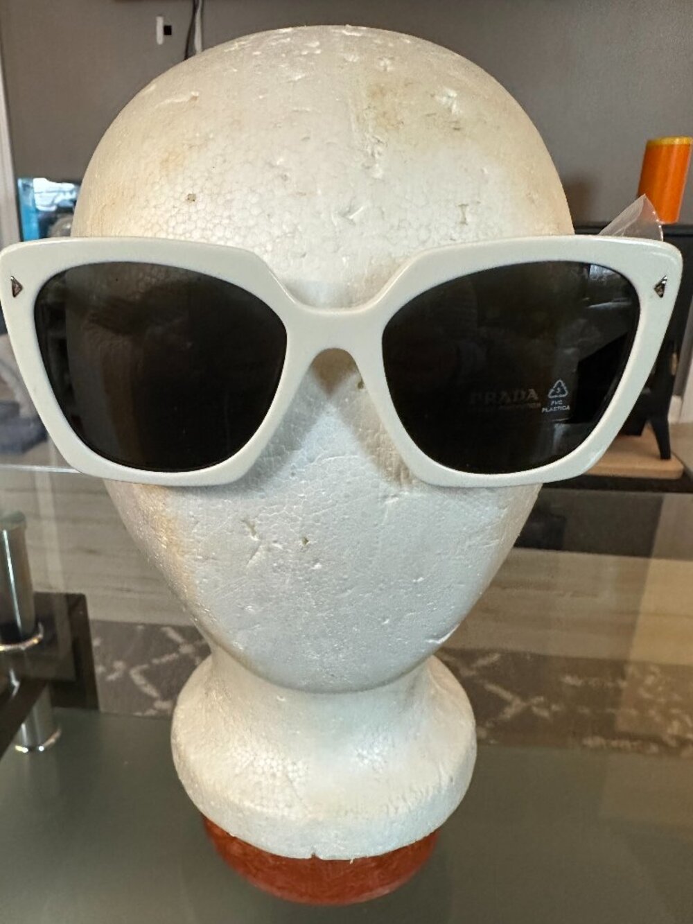 Authentic PRADA Carie white acetate sunglasses NIB